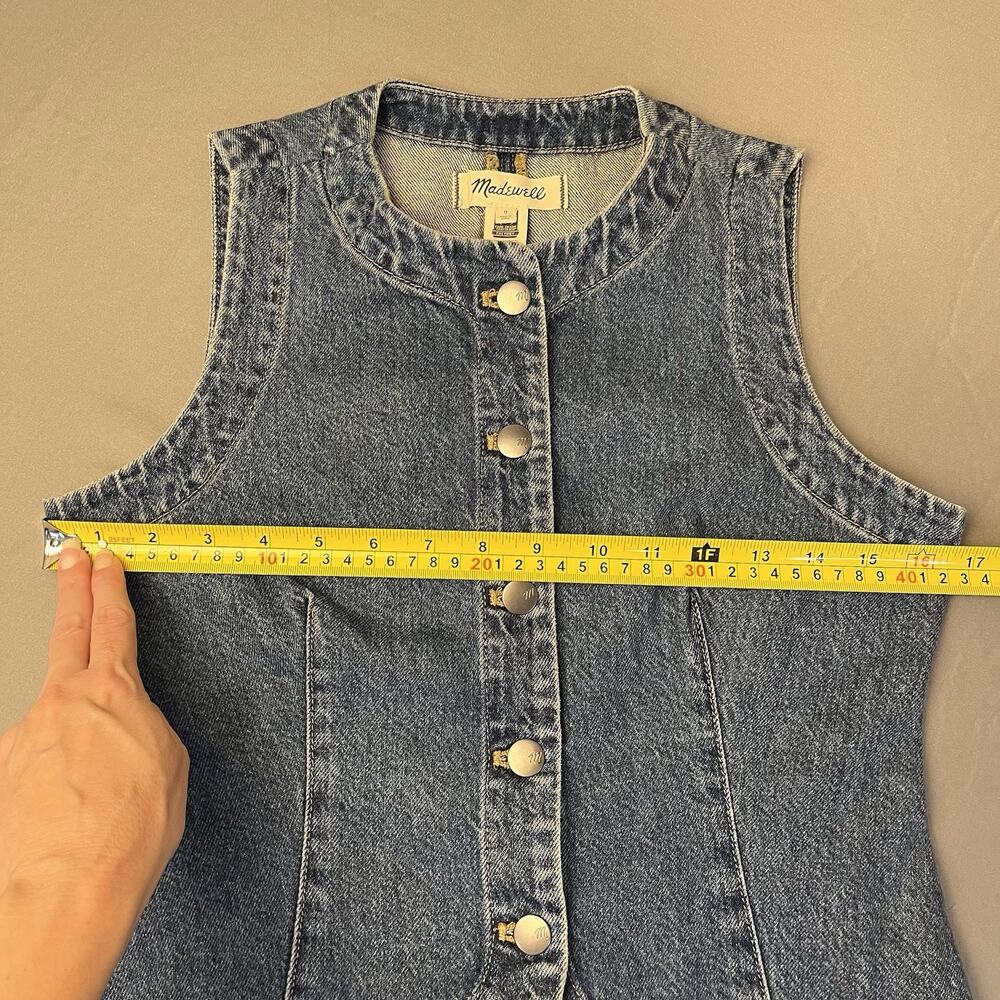 Madewell Denim Harlow Jean Vest Womens 0 Blue Button Front Crew Neck Cotton - Picture 8 of 8